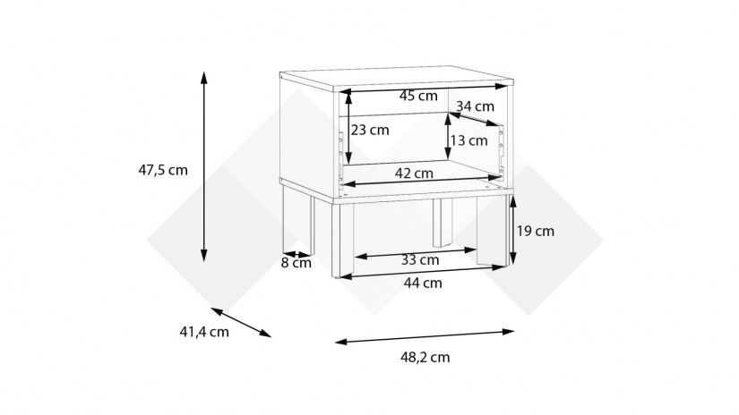 Нощно шкафче Тахо олив - изглед 7 - МебелМаг Нощно шкафче Тахо олив - изглед 7