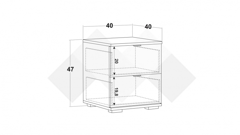 Нощно шкафче Верона дъб артисан с тъмен норвежки бор - изглед 3 - МебелМаг Нощно шкафче Верона дъб артисан с тъмен норвежки бор - изглед 3