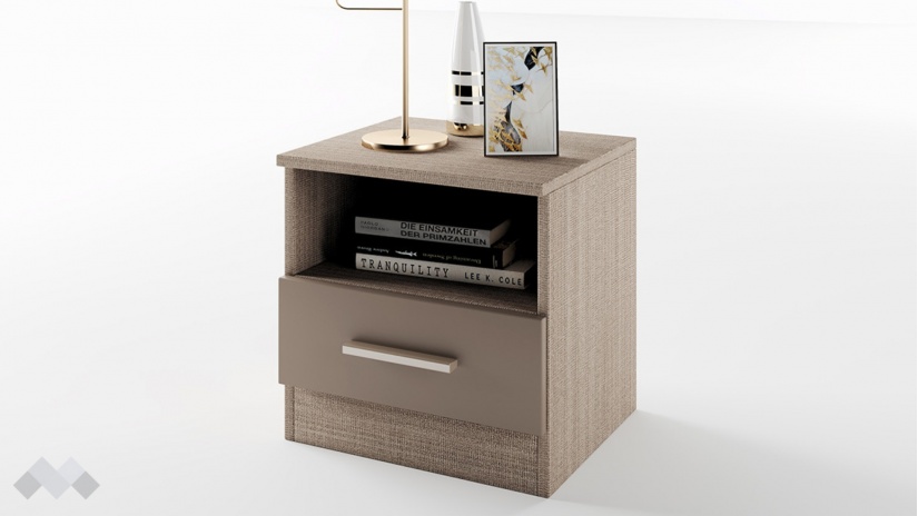 Нощен шкаф Кери мока с лате - изглед 5 - МебелМаг Нощен шкаф Кери мока с лате - изглед 5