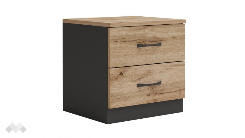 Нощен шкаф Галати дъб вотан светъл с антрацит - изглед 1