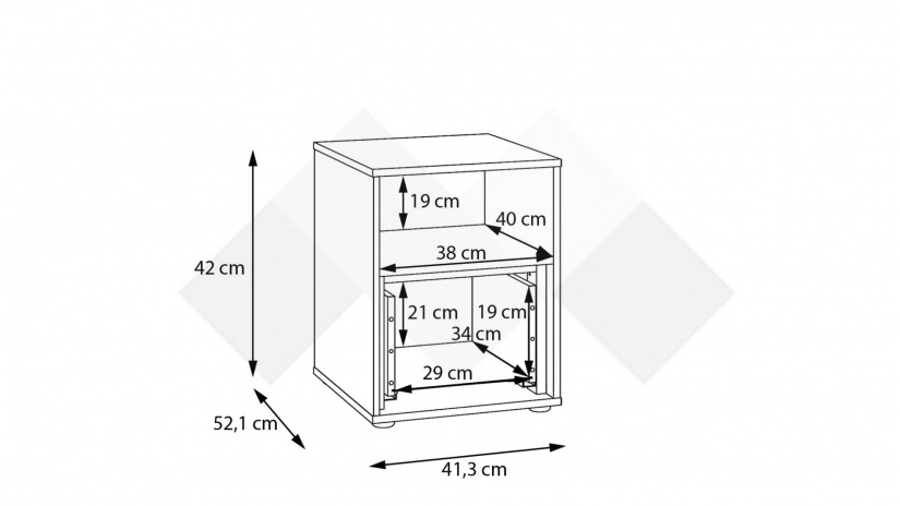 Нощно шкафче Векслин пясък с дъб маувела - изглед 6 - МебелМаг Нощно шкафче Векслин пясък с дъб маувела - изглед 6