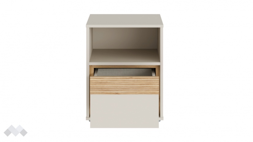 Нощно шкафче Векслин пясък с дъб маувела - изглед 4 - МебелМаг Нощно шкафче Векслин пясък с дъб маувела - изглед 4