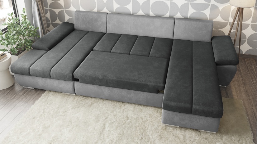 П-образен диван Савона с посока графит със сиво - изглед 4 - МебелМаг П-образен диван Савона с посока графит със сиво - изглед 4