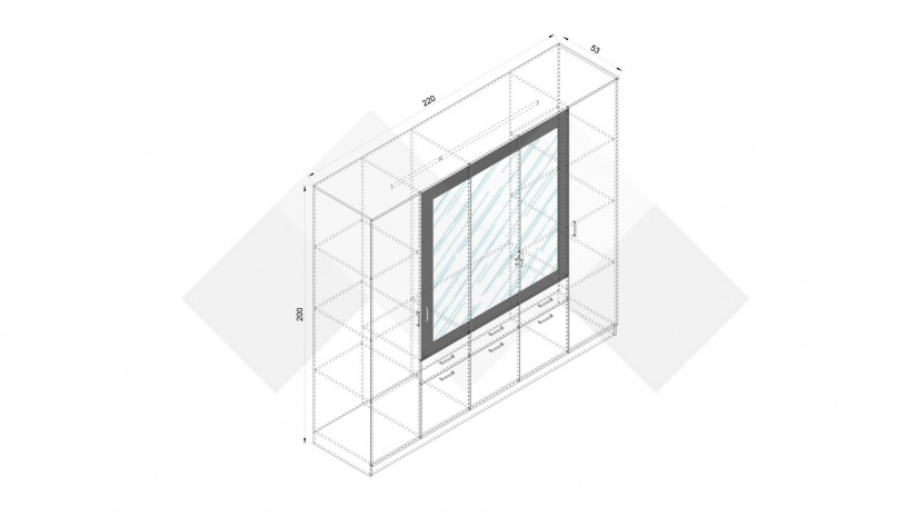 Гардероб Прайд петкрилни бял гланц с малта - изглед 3