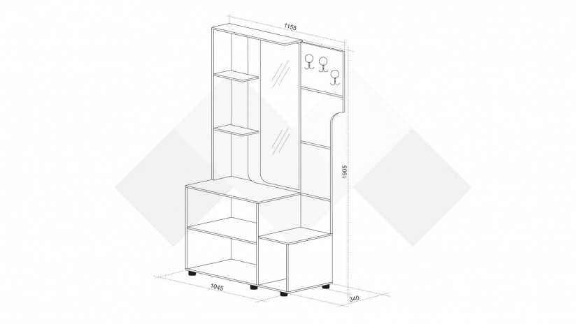 Портманто Ема дъб евок с кашмир - изглед 3