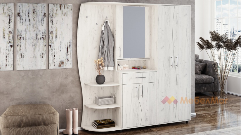 Портманто Грация 2 дъб крафт бял - изглед 1 - МебелМаг Портманто Грация 2 дъб крафт бял - изглед 1