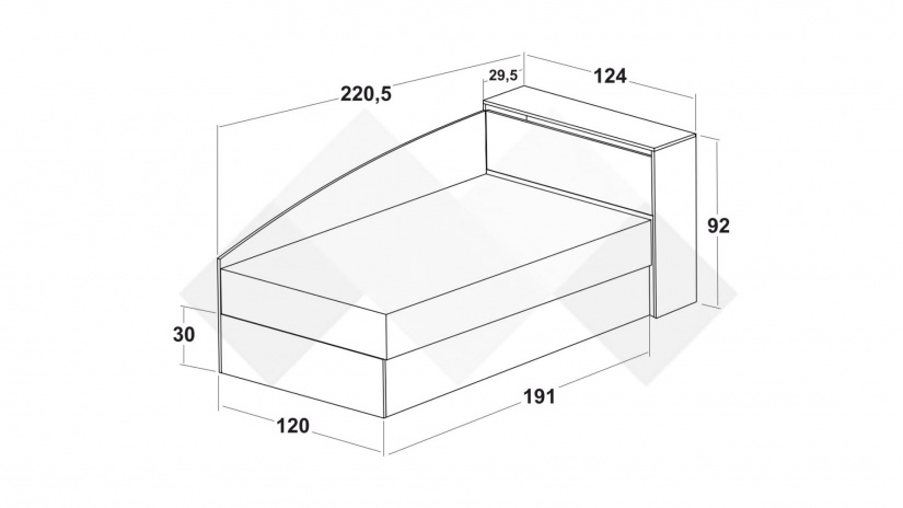 Приста с ракла 120/190 Борей с включен матрак Бонел 120/190 браун силвърджак - изглед 3 - МебелМаг Приста с ракла 120/190 Борей с включен матрак Бонел 120/190 браун силвърджак - изглед 3