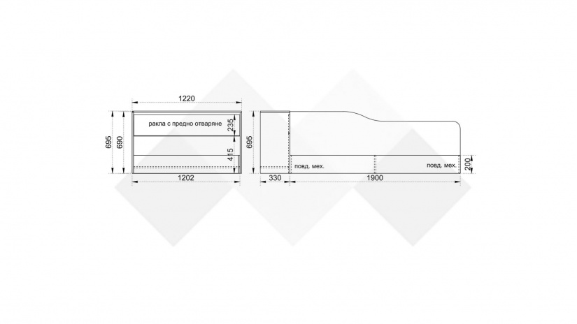 Приста с ракла 120/190 Шайн с включен матрак Бонел 120/190 бял гланц - изглед 3 - МебелМаг Приста с ракла 120/190 Шайн с включен матрак Бонел 120/190 бял гланц - изглед 3