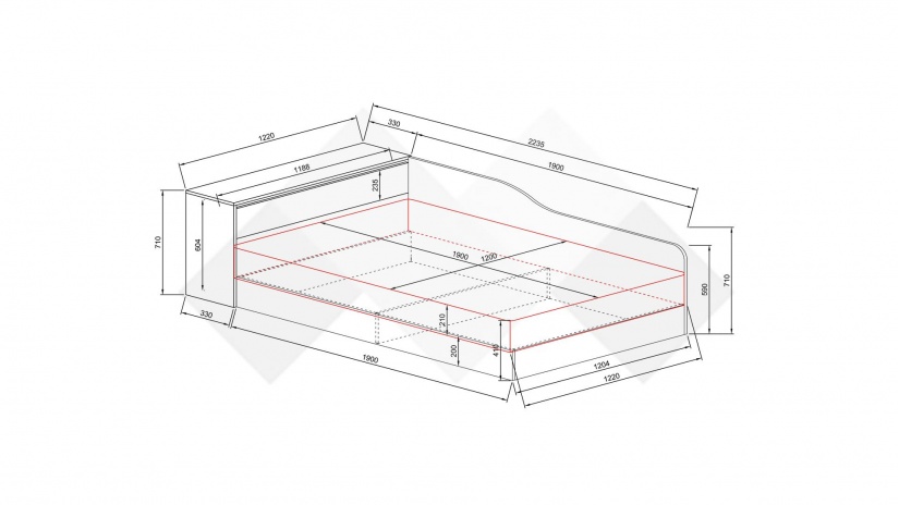 Приста с ракла 120/190 Скай с включен матрак Бонел 120/190 нардо сив - изглед 5 - МебелМаг Приста с ракла 120/190 Скай с включен матрак Бонел 120/190 нардо сив - изглед 5