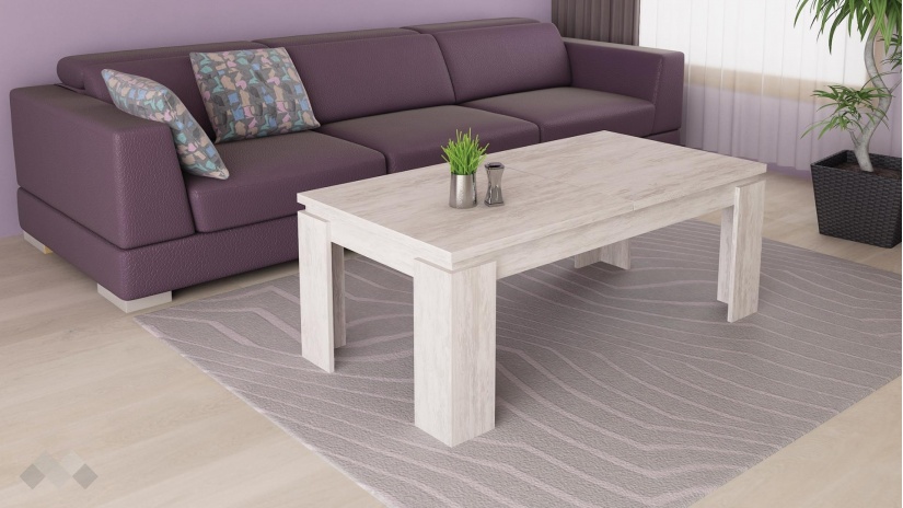 Холна маса Катрин разтегателни дъб бланко - изглед 1 - МебелМаг Холна маса Катрин разтегателни дъб бланко - изглед 1