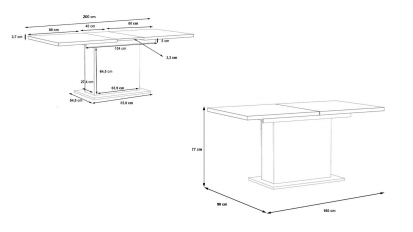 Трапезна маса Дурас разтегателни античен дъб с бял бор - изглед 7 - МебелМаг Трапезна маса Дурас разтегателни античен дъб с бял бор - изглед 7
