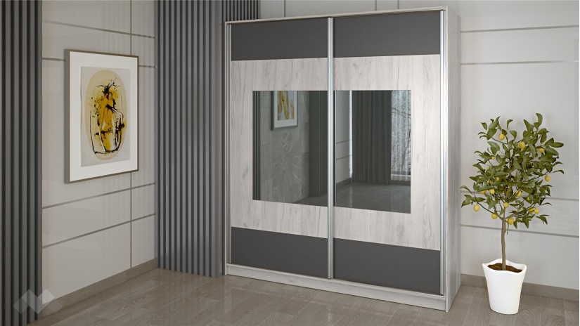 Спален комплект Ибиза с включен матрак Бонел 160/200 северен дъб с антрацит - изглед 6 - МебелМаг Спален комплект Ибиза с включен матрак Бонел 160/200 северен дъб с антрацит - изглед 6