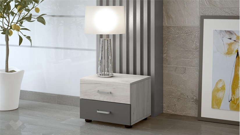 Спален комплект Ибиза с включен матрак Бонел 160/200 северен дъб с антрацит - изглед 3 - МебелМаг Спален комплект Ибиза с включен матрак Бонел 160/200 северен дъб с антрацит - изглед 3