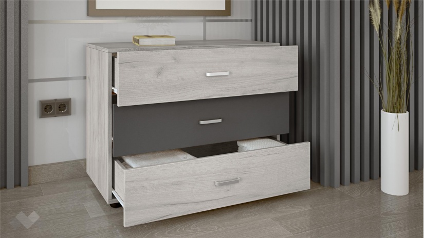 Спален комплект Ибиза с включен матрак Бонел 160/200 северен дъб с антрацит - изглед 5 - МебелМаг Спален комплект Ибиза с включен матрак Бонел 160/200 северен дъб с антрацит - изглед 5