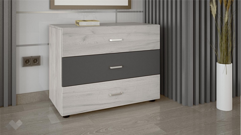 Спален комплект Ибиза с включен матрак Бонел 160/200 северен дъб с антрацит - изглед 4 - МебелМаг Спален комплект Ибиза с включен матрак Бонел 160/200 северен дъб с антрацит - изглед 4