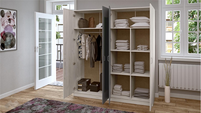 Спален комплект Нора с включен матрак Бонел 160/200 северен дъб с антрацит - изглед 5 - МебелМаг Спален комплект Нора с включен матрак Бонел 160/200 северен дъб с антрацит - изглед 5