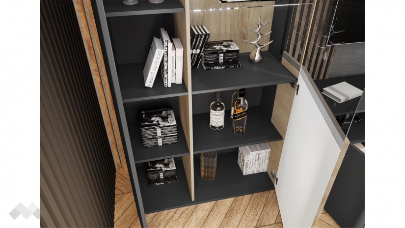 Секция Амрен модулни сонома арвен с графит - изглед 4 - МебелМаг Секция Амрен модулни сонома арвен с графит - изглед 4