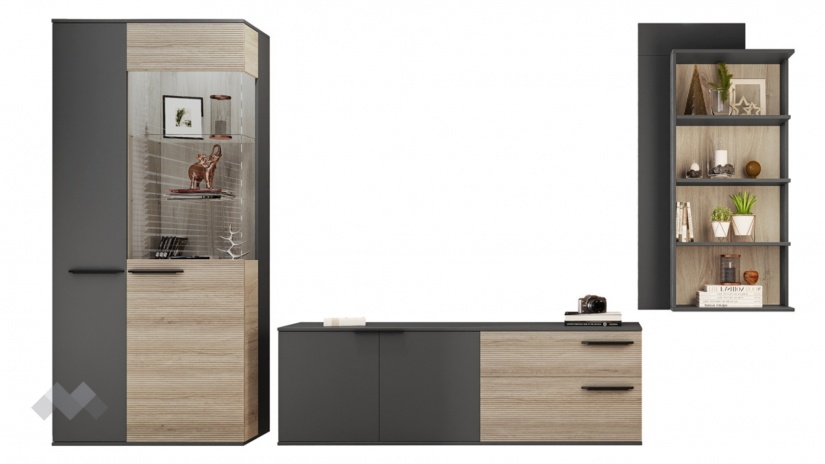 Секция Амрен модулни сонома арвен с графит - изглед 7 - МебелМаг Секция Амрен модулни сонома арвен с графит - изглед 7