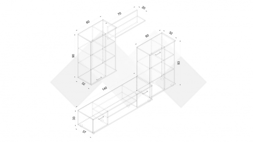 Секция Арго модулни дъб сонома - изглед 3 - МебелМаг Секция Арго модулни дъб сонома - изглед 3
