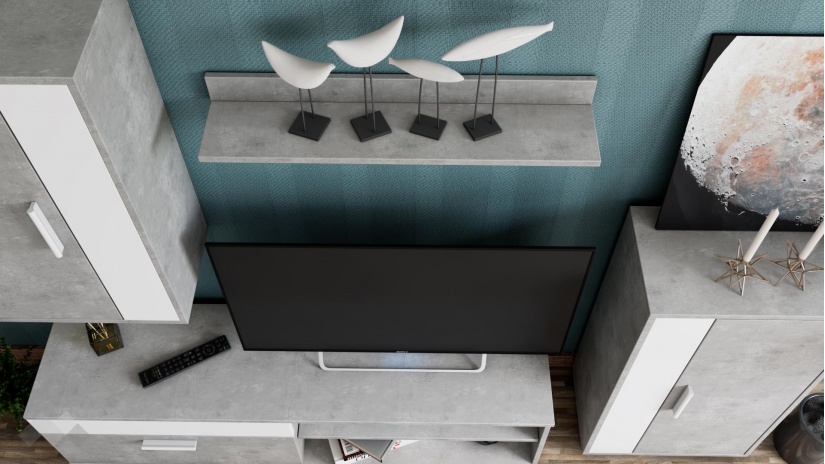 Секция Бърно модулни бетон с бяло - изглед 3 - МебелМаг Секция Бърно модулни бетон с бяло - изглед 3