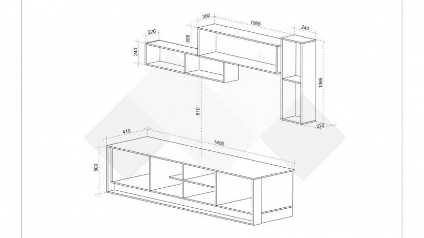 Секция Денвър модулни златен дъб с черно - изглед 2 - МебелМаг Секция Денвър модулни златен дъб с черно - изглед 2