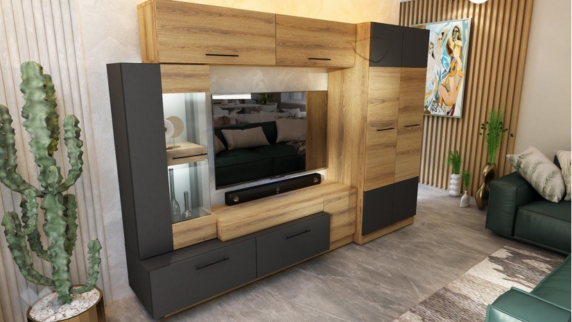 Секция Форте с гардероб дъб евок с графит - изглед 2