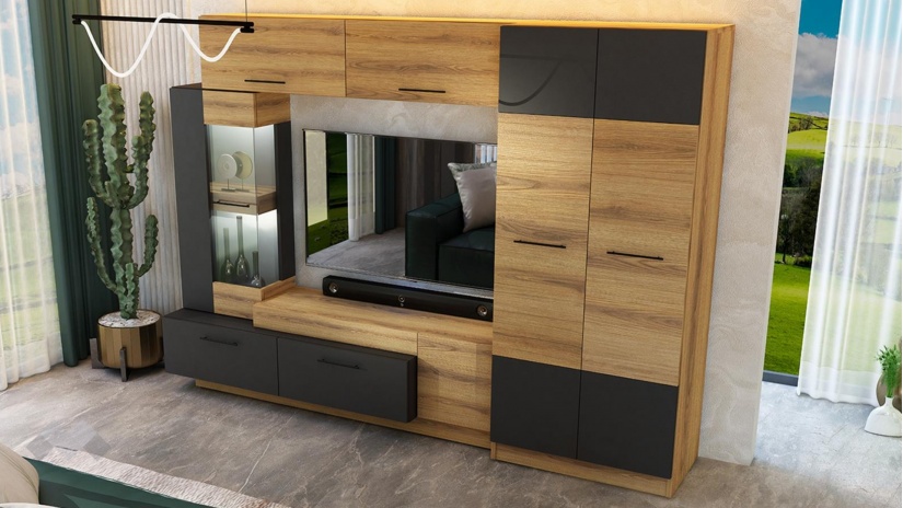 Секция Форте с гардероб дъб евок с графит - изглед 3