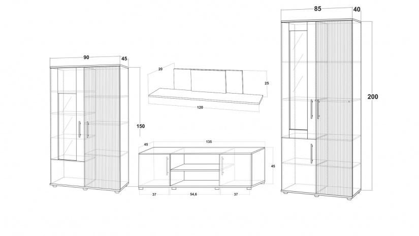 Секция Ламела модулни дъб канела с дъб ламела и черно шагре - изглед 2 - МебелМаг Секция Ламела модулни дъб канела с дъб ламела и черно шагре - изглед 2