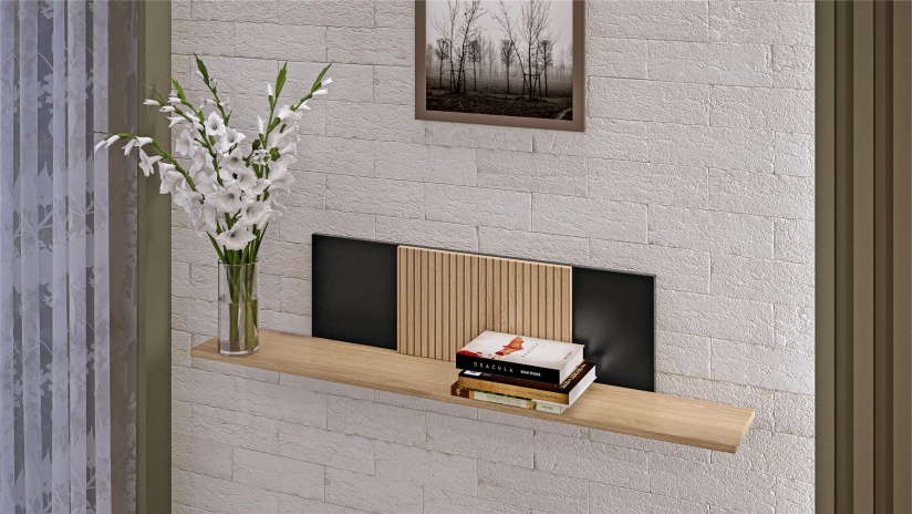 Секция Ламела модулни дъб канела с дъб ламела и черно шагре - изглед 5 - МебелМаг Секция Ламела модулни дъб канела с дъб ламела и черно шагре - изглед 5