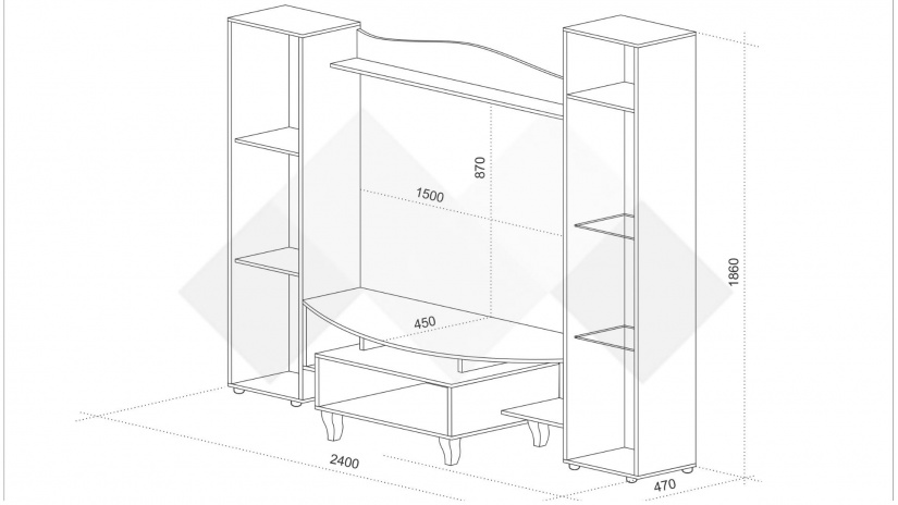 Секция Лукс с витрина черно и бяло гланц - изглед 3 - МебелМаг Секция Лукс с витрина черно и бяло гланц - изглед 3