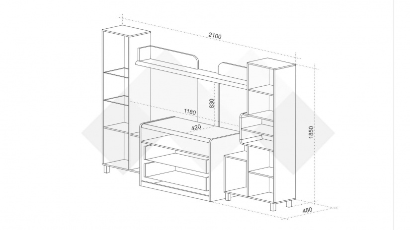 Секция Монако с витрина босфор с бор алан - изглед 3 - МебелМаг Секция Монако с витрина босфор с бор алан - изглед 3