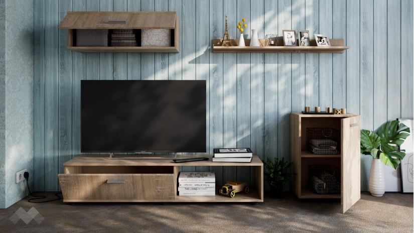 Секция Стенли с открити рафтове дъб сонома - изглед 2