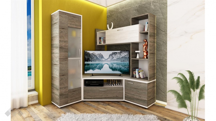 Секция Тиара ъглов античен дъб и шермън - изглед 4 - МебелМаг Секция Тиара ъглов античен дъб и шермън - изглед 4