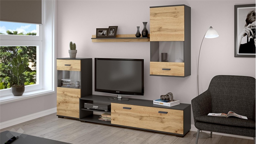 Секция Вега модулни светъл вотан с антрацит - изглед 3 - МебелМаг Секция Вега модулни светъл вотан с антрацит - изглед 3