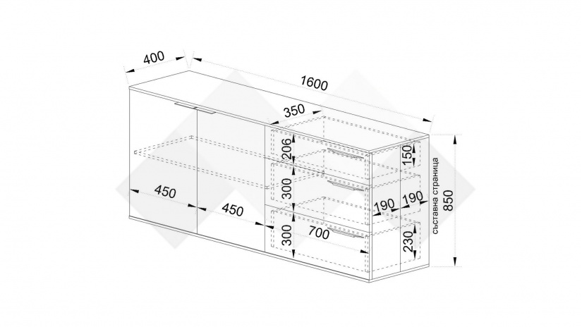Скрин Амрен сонома арвен с графит и сонома - изглед 6