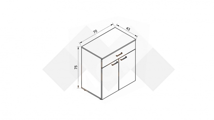 Скрин Дани дъб вотан с черно шагре - изглед 2 - МебелМаг Скрин Дани дъб вотан с черно шагре - изглед 2
