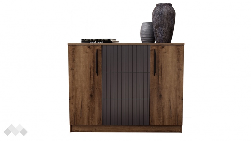 Скрин Дейт кафяв дъб с пиемона и карбон мат - изглед 4 - МебелМаг Скрин Дейт кафяв дъб с пиемона и карбон мат - изглед 4