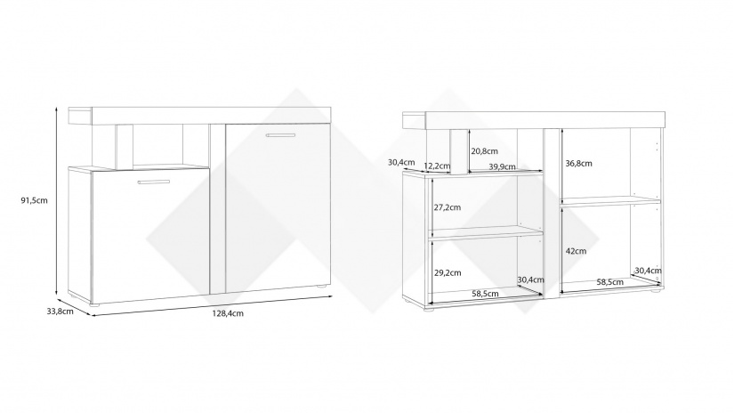 Скрин Джуледа дъб сонома с бяло - изглед 3 - МебелМаг Скрин Джуледа дъб сонома с бяло - изглед 3