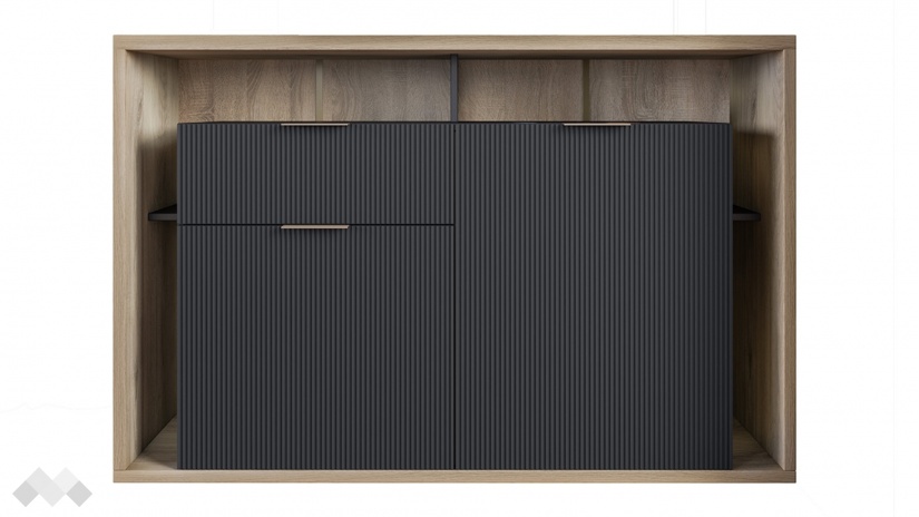 Скрин Фамо сонома арвен с графит и карбон мат - изглед 2 - МебелМаг Скрин Фамо сонома арвен с графит и карбон мат - изглед 2