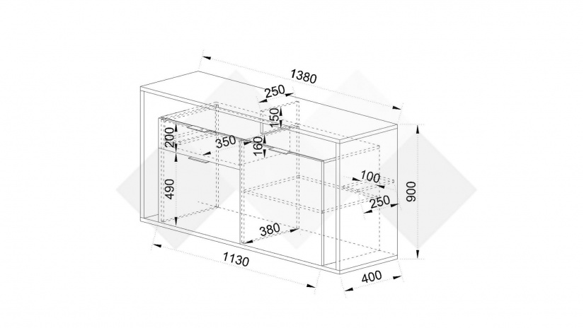 Скрин Фамо сонома арвен с графит и карбон мат - изглед 3 - МебелМаг Скрин Фамо сонома арвен с графит и карбон мат - изглед 3