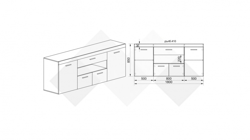 Скрин Халифакс дъб дакота с бяло гланц - изглед 2