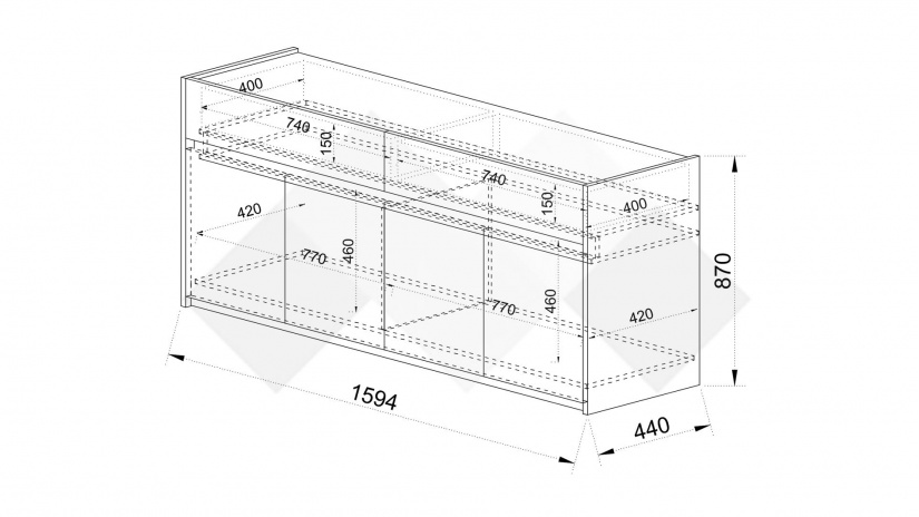 Скрин Калатрава кафяв дъб пиемона с лате - изглед 6 - МебелМаг Скрин Калатрава кафяв дъб пиемона с лате - изглед 6