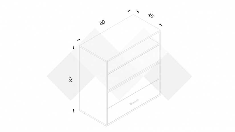 Скрин Мито дъб суров с бяло и кобалтово сиво - изглед 4