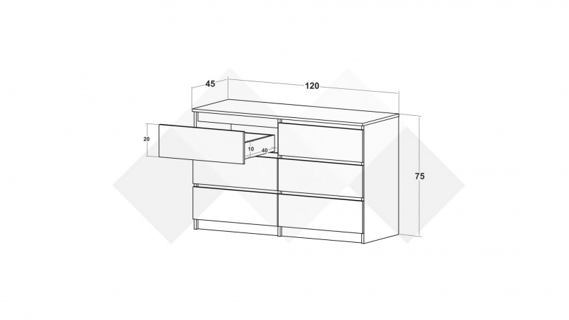 Скрин Никола бял с антрацит - изглед 4 - МебелМаг Скрин Никола бял с антрацит - изглед 4