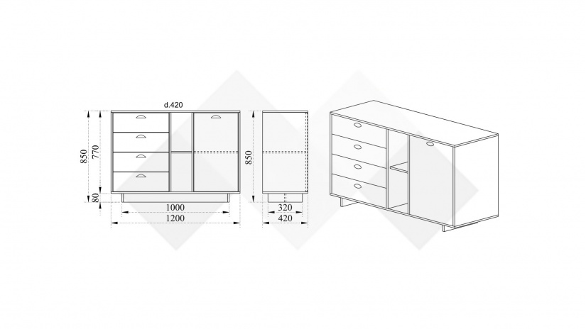 Скрин Оливия олд стайл - изглед 3 - МебелМаг Скрин Оливия олд стайл - изглед 3