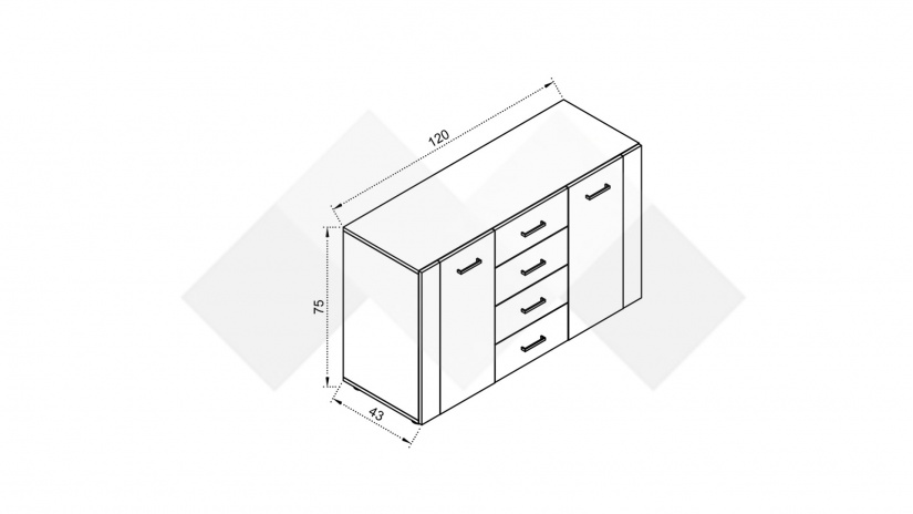 Скрин Париж светла сонома с бяло гладко - изглед 3 - МебелМаг Скрин Париж светла сонома с бяло гладко - изглед 3