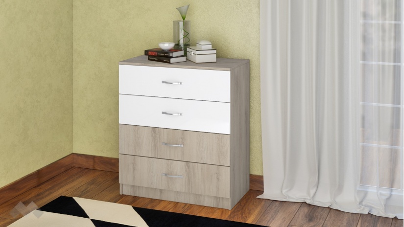 Скрин Рокфорд сонома арвен с бял гланц - изглед 1 - МебелМаг Скрин Рокфорд сонома арвен с бял гланц - изглед 1