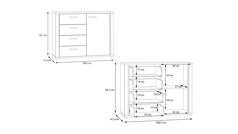 Скрин Дейлос дъб валенсия с крем - изглед 6