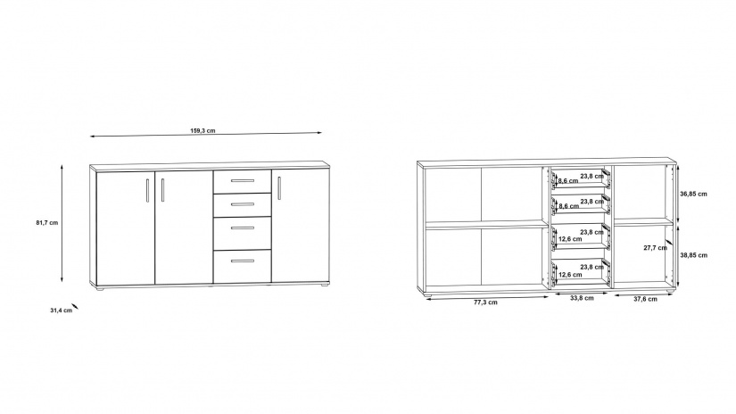 Скрин Иколи дъб сонома с бяло - изглед 6