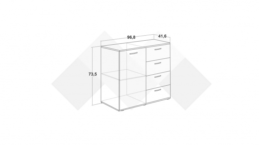 Скрин Жизел антрацит с дъб сонома - изглед 3